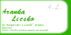 aranka licsko business card
